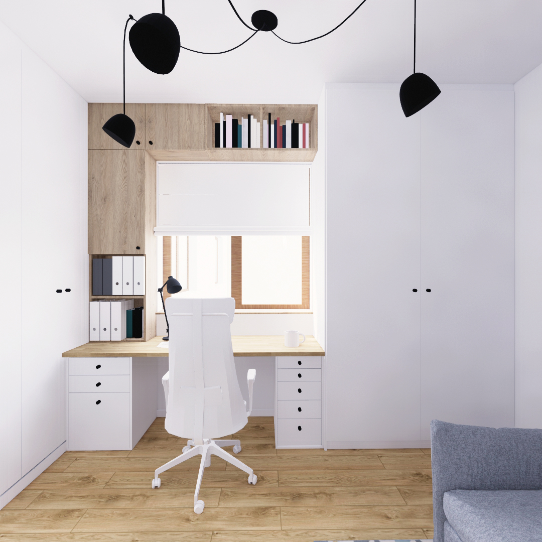 Projekt wnętrza – gabinet w mieszkaniu 111 m2